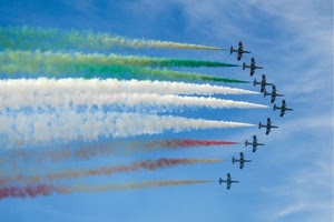 aerei, cielo, tricolore, verde, bianco, azzurro, scie, frecce, rosso, formazione, pattuglia, scia, volo, acrobatica, nuvole, nove, ali, fumo, colori