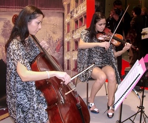 violino, teatro, spartito, gambe, leggio, donne, violoncello, scarpe, strumenti, contrabbasso, violinista, suonatrici, musica, palchi, palcoscenico, musiciste, archetti, musicisti, ragazze, capelli, archi, palco, corde, viola, due, concerto, mani
